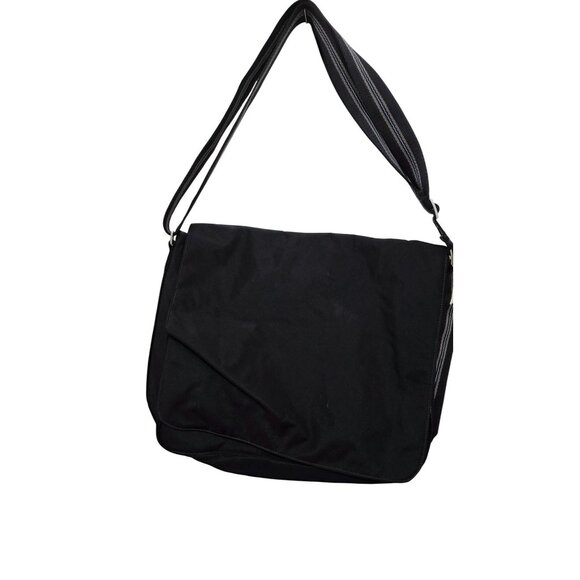 VTG Old Navy Y2k Black Messenger Bag Adjustable Strap & Multiple Pockets Size L - Picture 1 of 10
